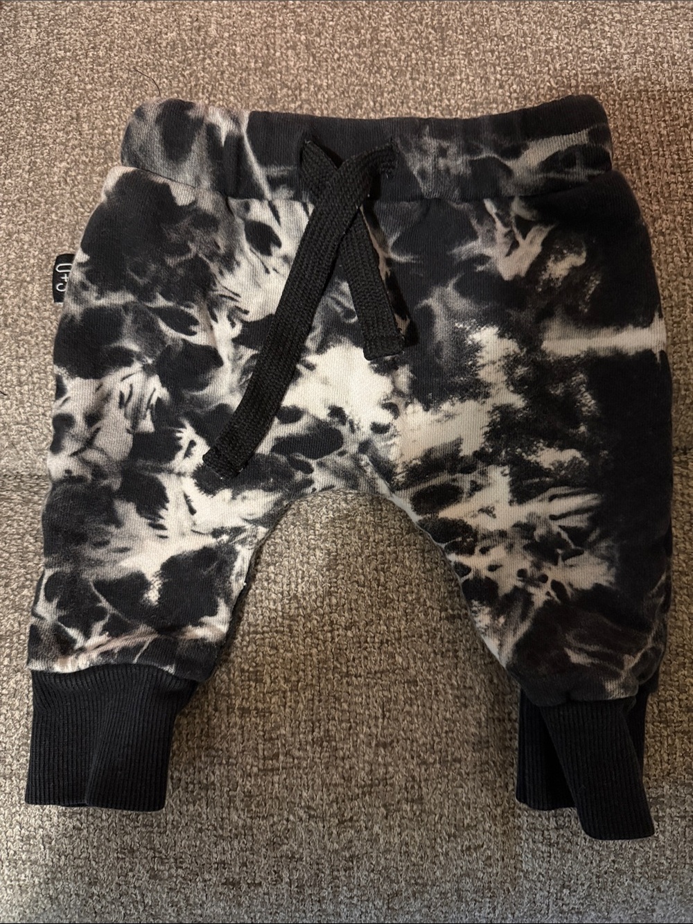 Kids Black & White Tie-Dye Jogger Pants